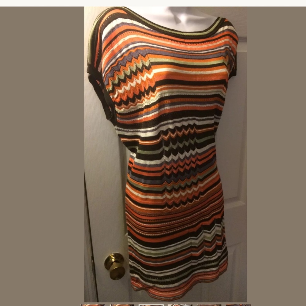 MISSONI Tunic Dress Sweater Chevron Cap Sleeve - Picture 3 of 6